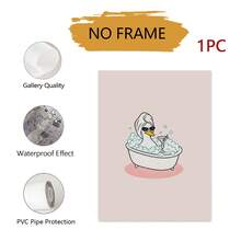 Tranh treo tường hình chú vịt ngộ nghĩnh trong bồn tắm, chủ đề tự chăm sóc bản thân, chất liệu vải canvas, lý tưởng cho phòng ngủ, văn phòng, phòng tắm, làm quà tặng trang trí nhà cửa, không khung. - Nhiều màu - Xem 9
