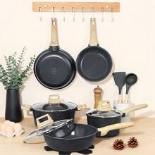 GiPP 14/18 Piece Ceramic Pots And Pans Set Non Stick - Nonstick Cookware Set, Healthy Kitchen Cooking Set Frying Pans Set,PFAS PTFE PFOA (Break) - Black - View 12