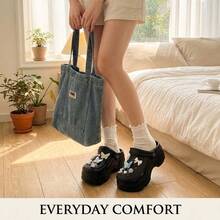 女士夏季新款EVA镂空套脚凉鞋，厚底增高，室内、室外、通勤、海滩、休闲穿着皆宜 - 黑色 - 查看 4