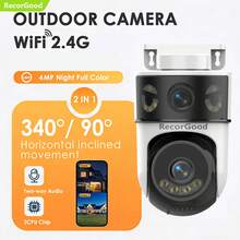 RecorGood 1 pezzo Telecamera di WiFi impermeabile 1080P, audio bidirezionale, rilevamento automatico AI, adatta per interni/esterni, cortile, ingresso, retro, negozio e altri scenari - Bianco - Visualizzare 1