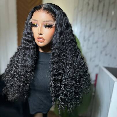 NATAN Elegant Jerry Curly Black Wig - 180% Density, Pre-Plucked With Bleached Knots, Heat Resistant Synthetic Lace Frontal For All Genders, Cosplay, 13X4, Fiber