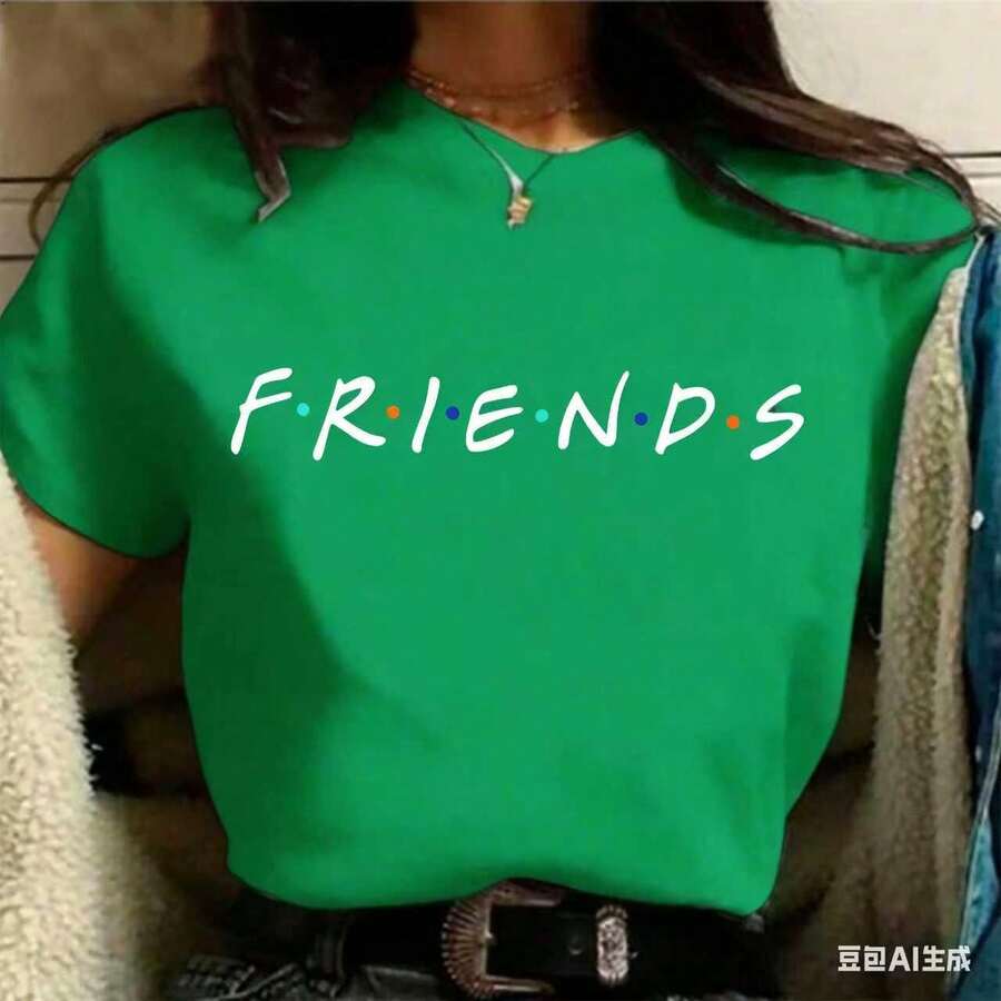Refreshing SummerFashion Friends TV Show Funny Cartoon T Shirt Women Graphic Best Friends Harajuku T-Shirt Korean Style Tshirt Top Female 2026 - 綠色 - 查看 1