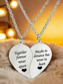 suteyi 闺蜜项链（两件套），情人节爱心情侣项链，挚友吊坠友谊项链套装（两件套），情人节/生日礼物 - 銀色 - 查看 7