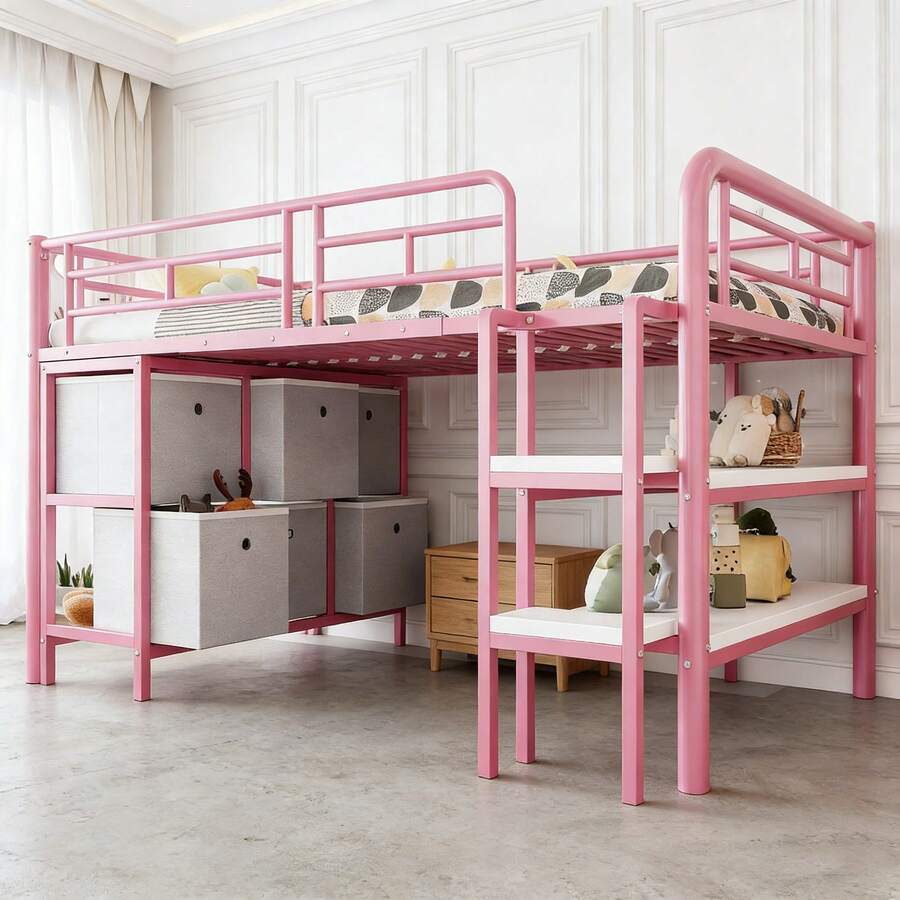 Kids Bed Frames, Headboards & Footboards - Pink + Metal + 90cm*200cm - View 1