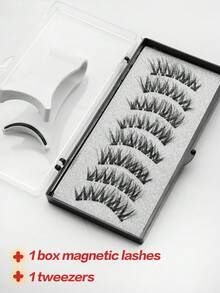 Waloshow 2 Paia di ciglia magnetiche con pinzette professionali, riutilizzabili, ciglia fitte a incrocio, design misto di ciglia naturali, adatte per uso quotidiano, lavoro, studio, viaggio, feste e altre occasioni - nero - Visualizzare 12