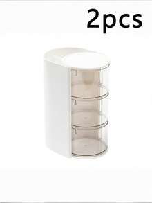 1/2pcs Minimalist Rotating Makeup Organizer Box, Small Desktop Makeup Sponge, Makeup Brush, Hair Tie, Hair Clip Storage Box, Makeup Sponge Holder, Rotating Dustproof Vanity Organizer - Multicolor - View 15