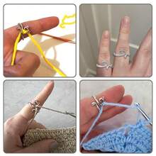 Crochet Ring For Finger Yarn Guide, 2 Count Adjustable Cat Design Knitting Loop Crochet Ring With Box, Knitting Accessory - A - View 10