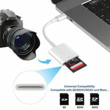 SD Card Reader Compatible With IPhone, USB C/Lightning Interface, Compatible With IPhone 17/16/15/14/13/12/11/XR/Xs Max/7/8 Plus/SE, Camera Storage Card Reader For Samsung Galaxy, - 白色 - 查看 5