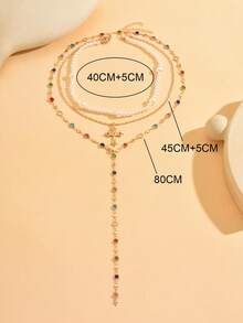 3pcs/Set Fashionable Multi-Layer Pearl Necklace With Rhinestone Cross Pendant, Versatile Jewelry For Daily Wear, Dating, Photo Shoot, Party - Multicolor - View 4