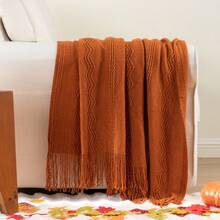 Caramel Throw Blanket For Couch, Orange Red Throw Blanket For Bed, Fall Decor Rust Red Fall Throw Blanket, Halloween Decor, 50"X60" - 焦糖 - 查看 2
