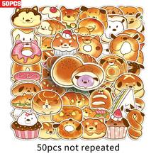 50pcs Cute Cartoon Bread Dog Food Series Stickers, Suitable For Scrapbooking, Diaries, Notebooks, Water Bottles, Cars, Etc. Faith-Based Design With Positive Messages, Great Gift - Multicolor - View 9
