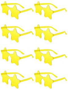 8 Pares de Óculos Sem Armação em Formato de Estrela na Cor Amarela, Óculos de Festa Engraçados e da Moda, Óculos para Adultos em Praia/Aniversário/Decoração, Acessório para Fotos (Sem Proteção UV) - Multicolorido - Visão 1