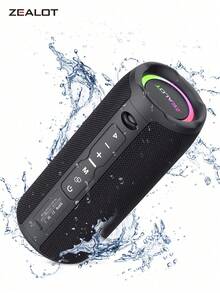 ZEALOT S49PRO 20W Wireless Speaker, Portable Bluetooth Speaker For Outdoor, 3000mAh Long-Lasting Battery, RGB Lights, Up To 8 Hours Playtime, Compatible With Smartphone/Tablet/TV, Supports SD Card/USB/AUX Input, Daisy Chain Pairing, Suitable For Car, Outdoor, Camping, Beach, Party - Black - View 3