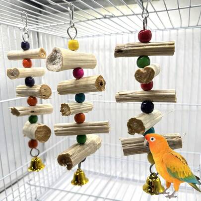 Juguetes para morder y moler los molares, juguetes para masticar con diseño de piel de tigre y peonía para loros, cacatúas y otras mascotas, accesorios para mascotas