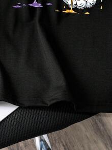 Tween Boy Numeric Print Round Neck Loose Casual Short Sleeve T-Shirt - Black - View 6