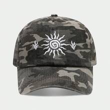 Fashionable Embroidered Leopard Print Curved Brim Baseball Cap, Women's Outdoor Camouflage Washed Casual Versatile Retro Sun Hat, Spring/Summer - Multicolor - View 6