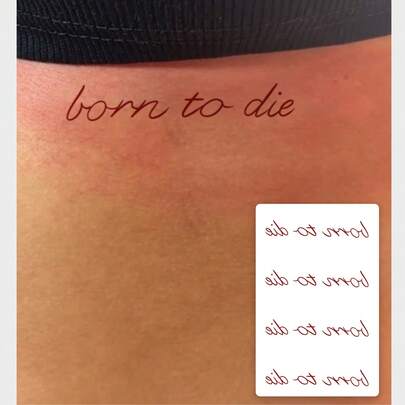 1pc Waterproof & Sweat-Resistant Fashionable "Unforgettable" Temporary Tattoo, Featuring Cute Bold English Handwritten Font, Suitable For Sexy Girls' Collarbone And Waist