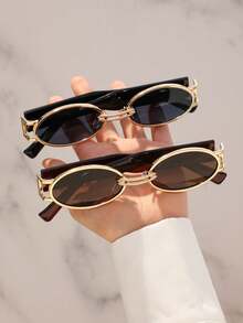 1/2件装塑料经典椭圆形女士流行设计眼镜组合，适合街拍摄影师 - 彩色 - 查看 2