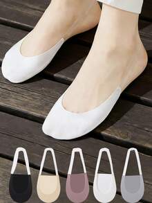 Invisible Boat Socks Women Summer Ice Silk Thin Breathable Soft Shallow Mouth Half Sole Garter Straps Suspenders Socks - Multicolor - View 3