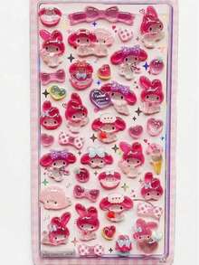 SANRIO 1张3D立体浮雕水晶贴纸手机壳DIY贴纸，可爱卡通水晶装饰贴纸，适用于手机、行李箱、笔记本，精美水晶环氧树脂浮雕装饰贴纸，流行手机壳贴纸，节日礼物（颜色随机） - 彩色 - 查看 7