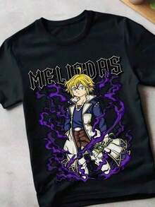 Men's T Shirts 180g Pure Cotton T-Shirt Gowther Seven Deadly Sins T-Shirt Seven Deadl Shirt Meliodas Ban Kawaii Shirt3heavy-Duty Pure Cotton T-Shirt, Fashionable And Comfortable Wo's Cotton T-Shirt, Suitable For Weekends, Travel, Shopping, Outdoor Activities Or Leisure, High-Quality Durable Fabric Suitable For All Seasons, Fashionable Top, Suitable ForParties And Daily Wear Men's Casual Print Round Neck Short Sleeve T-Shirt Standard Fit T-Shirt For Men - 黑色 - 查看 8