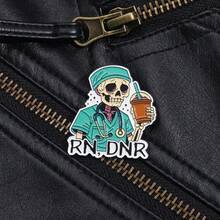 Personalized Design Skull Doctor Drinking Milk Tea Medical Halloween Series Metal Brooch Versatile Ornament Pins Bag Charms - QHXZ2199 - View 10