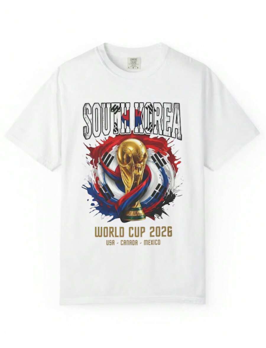 South Korea World Cup 2026 T Shirt Colors, Soccer Fan Tee, Football Shirt Unisex Gift For Couples - 白色 - 查看 1