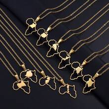 1Pc 3CM Charm African Maps Different Countries Pendants Necklaces Kenya Cameroon Senegal Ghana Morocco - Yellow Gold - View 1