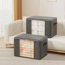 6-Piece Storage Box, Classic Comforter Bag, Organizer Bag With Handle, Transparent Window, Sturdy And Durable, Foldable And Stackable, Suitable For Storing And Organizing Clothes And Comforters - màu đen - Xem 8