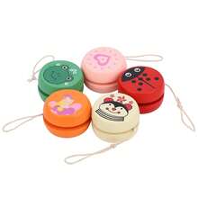 Yoyo lindo patrón de dibujos animados Bola de yoyo de madera enseñanza de educación temprana para chico yoyo de madera OYHI - color como se muestra - Ver 2