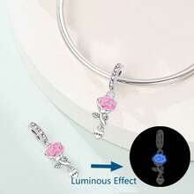 1 Piece Silver-Plated Little Happiness Flat Bead, Perfect Lovers Bead, Love Tango Bead, Happy Little Kangaroo Bead, Glow-In-The-Dark Rose Safety Clasp, Glow-In-The-Dark Rose Pendant, Moon Rose Glow Pendant, Hand-Holding Glow Beads, Sweet Bear Glow Beads, Love Cube Glow Beads. Ideal For Original Snake-Style Bracelets, Necklaces, Bead Strands, DIY Jewelry Making, And Luxurious Bestie Gifts. - Multicolor - View 6