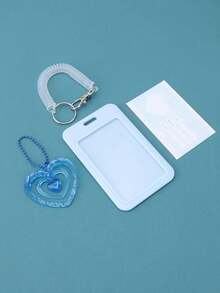 1pc Elegant Acrylic Card Holder With Heart Decor Keychain - For ID/Credit Card Storage & Protection, Fashionable Pendant Keychain, Gift For Friends - Multicolor - View 8