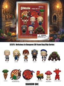 Netflix 1 chiếc móc khóa xốp 3D hình nhân vật anime Delicious In Dungeon được cấp phép chính thức, hộp bí ẩn, ngẫu nhiên một nhân vật Laios Marcille Chilchuck Senshi Falin Mandrake Boiled Mimic, mô hình sưu tầm, phụ kiện trang trí balo, kẹp túi xách, đồ trang trí bàn làm việc, quà tặng. - Nhiều màu - Xem 6