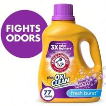 ARM & HAMMER Plus OxiClean Odor Blasters Liquid Laundry Detergent, Fresh Burst, 77 Loads – Powerful Odor Elimination, Deep Cleaning For Stubborn Stains, Long-Lasting Fresh Scent, 2-In-1 Formula With OxiClean Stain Fighters, Ideal For High-Efficiency Washers,  For All Fabric Types, Perfect For Activewear, Towels, And Everyday Laundry - 預設 - 查看 2