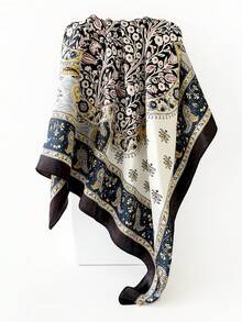 1条佩斯利印花女士头巾，90厘米缎面围巾，大方巾/披肩，多功能配饰 - D9497 - 查看 2