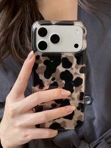 1pc Leopard Print IMD 2-In-1 Phone Case, Couples Phone Case For Valentine's Day, Compatible With IPhone 17 Pro Max/16 Pro Max/15 Pro Max/13/15/16/17 Pro/14/11, Fashionable Leopard Print IMD 2-In-1 Phone Protective Case - Black - View 6