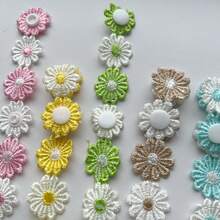 1 pieza Clip para chupete bordado con margarita, sujetador anti-pérdida - Cadena para chupete de tela con diseño de margaritas - Ver 5