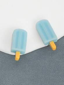 1 Pair Cute Niche INS Realistic Simple Playful Exaggerated Ice Cream Earrings - Baby Blue - View 5