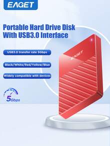 EAGET Bärbar hårddisk Elegant USB 3.0 extern lagring 1T/500GB/320GB/250GB extern hårddisk kompatibel med PC, kamera - hållbar finish Hög hastighet prestanda (svart, gul, röd) - Färga om - Visa 9