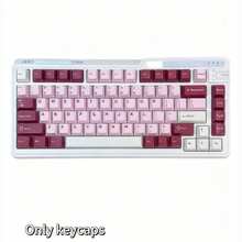 126键机械键盘，红色内粉色键帽，PBT材质，三色配色，原高键帽，兼容61/68/84/87/98/100/104/108键布局 - 紅內粉 - 查看 3