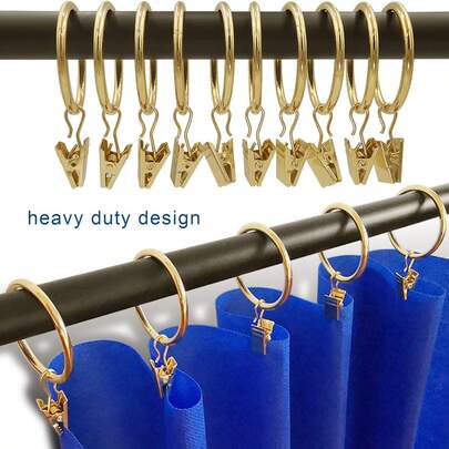 50-Pack Curtain Rings With Clips - Curtain Clips, Curtain Clip Rings For Hanging Curtains With Bows, Curtain Rod Rings, Inner Diameter 1.38 Inches, Fits Curtain Rods With Diameter 1-1.2 Inches