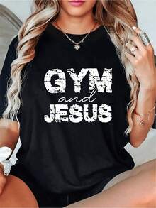 Women Fashion Round Neck Short-Sleeved T-Shirt Spring And Summer Four Seasons Street Style Light Luxury Party Festival Wear Animal Letter Pattern Popular T-Shirt Delivery - màu đen - Xem 1