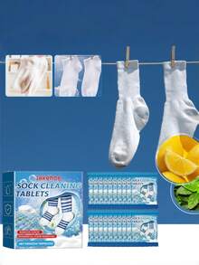 Jue Fish;5G*12pieces;Socks Cleaning Effervescent Tablets Gently Clean Stubborn Stains,Ocks Cleaning Tablets, Clean And Fragrant White Socks Cleaning Tablets - Solid State - View 5