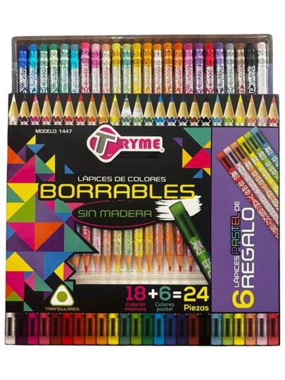 24 Lapices de Colores Borrables Office  School Supplies Writing  Correction Supplies Pencils Colored Pencils Piezas Colores Borrables oficina escuel