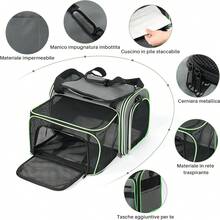 Sac de transport pour animaux de compagnie Gardner pour chats et chiots jusqu'à 6,8 kg, sac de transport extensible avec côés souples, maille respirante,ériaux  - Gris, - l - Voir 3