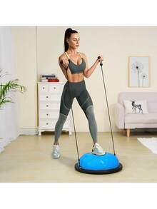 Half Exercise Ball Trainer, 23 Inch Balance Ball Trainer, 660 Lbs Capacity Stability Ball, Yoga Ball With Resistance Bands And Pump, Strength Fitness Ball For Home Gym, Full Body Workouts, Blue - Blue - View 1
