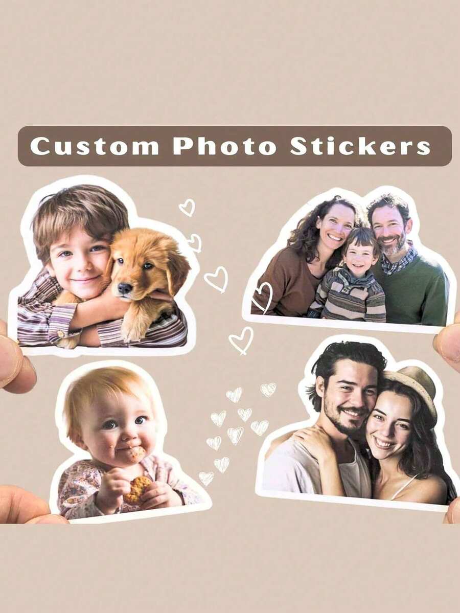100/80/40/20/10/1pc Customized Alien Photo Stickers, Personalized Photo Stickers, Custom Stickers, Water Bottle Stickers, Laptop Stickers, Car Stickers, Your Own Photos, Family Photos, Couple Photos, Girlfriend/Boyfriend Photos, Back To School Season Labels
