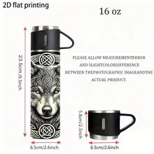 1set Of 16oz New Year's Pattern Insulated Water Bottles, Suitable For Holiday Gifts, Father's Day, Mother's Day, Office, Camping, And Valentine's Day Gifts. - Multicolor - View 10