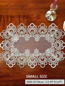 Mesh Fabric Exquisite Two-Tone Water Soluble Hollowed Lace Fringe Tassel Table Mats, Placemats For Kitchen, Dining Table, Writing Desk, Coffee Table, Dressing Table, Living Room, Bedroom, Garden, Indoor And Outdoor Furniture, Picnic, Villa, Festivals, Parties, Cupboard, Home Gatherings, Wedding Decorations Series Size 1PC - Multicolor - View 19