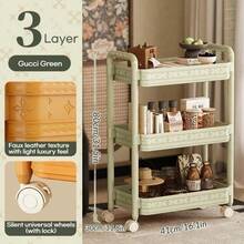 多功能家居收纳推车，适用于客厅和浴室，可移动式置物架，带锁定脚轮，适合卧室、厨房角落、手工区和沙龙等场所，是存放书籍、零食、化妆品、毛巾、洗漱用品、配件和办公用品的理想之选，有效利用空间，减少杂乱，移动轻松便捷，经久耐用的现代设计，外观优雅。 - 高貴黃 - 查看 14